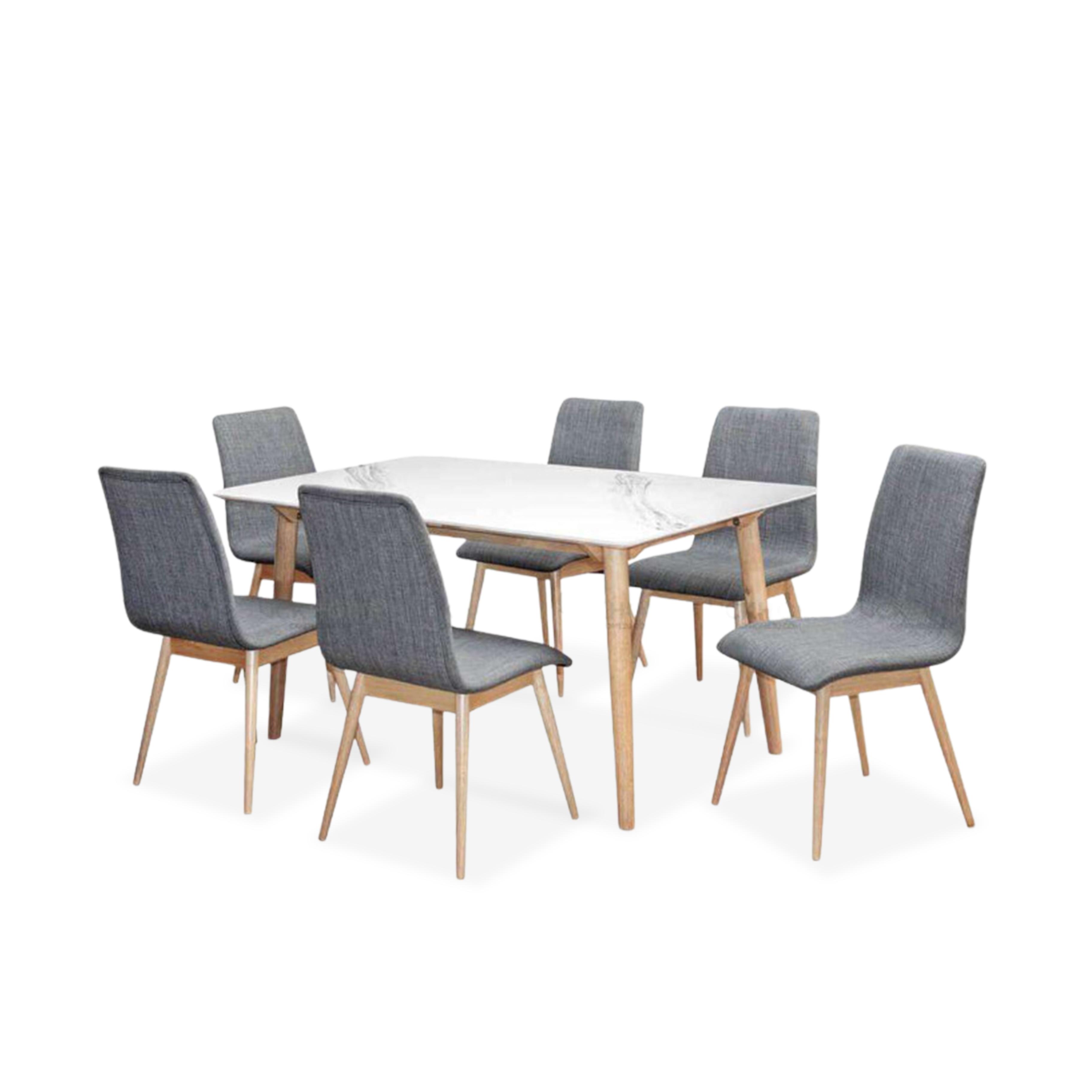 Vancouver-S Marble Dining Set 1+6