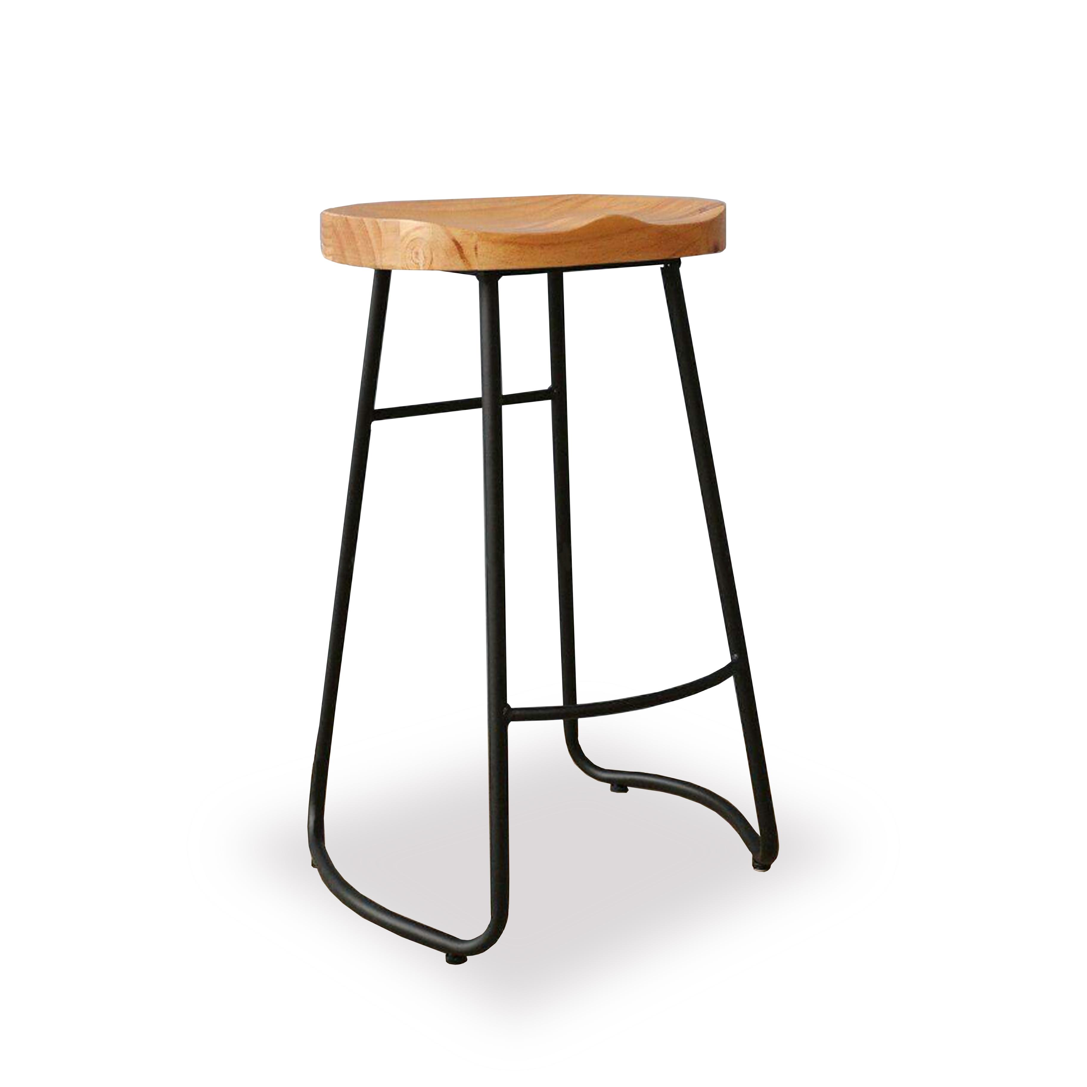 Weathered Oak Black Metal Bar Stool