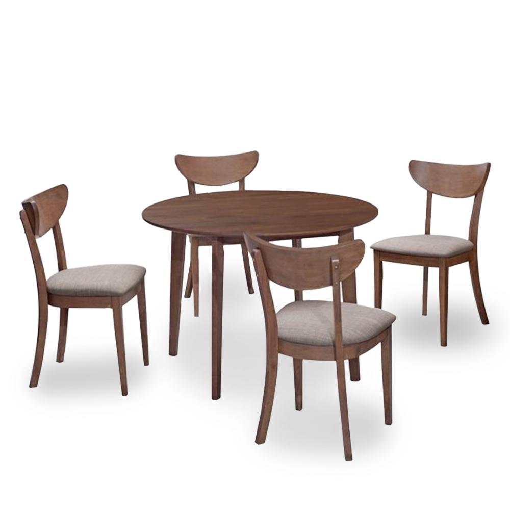 Napoleon Round Dining Set 1+4 - Walnut