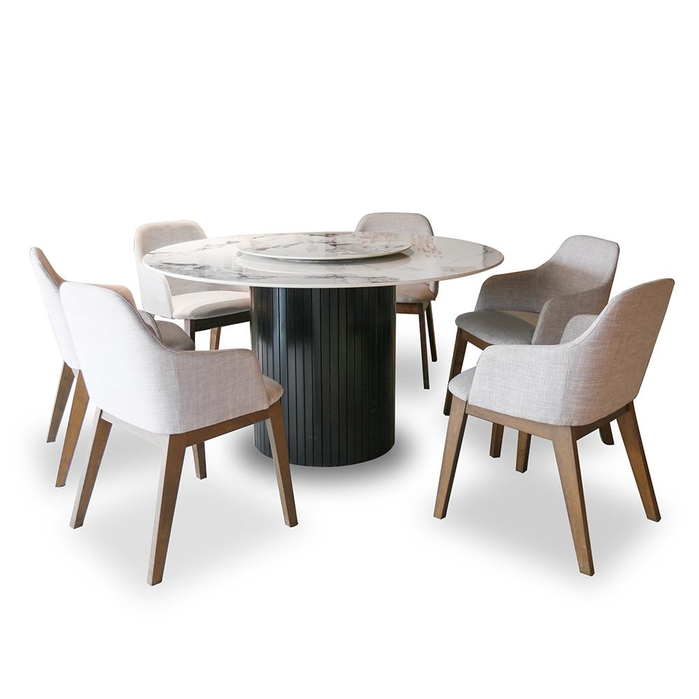 Marble Luxe Sintered Stone Dining Set -01 (1+6)