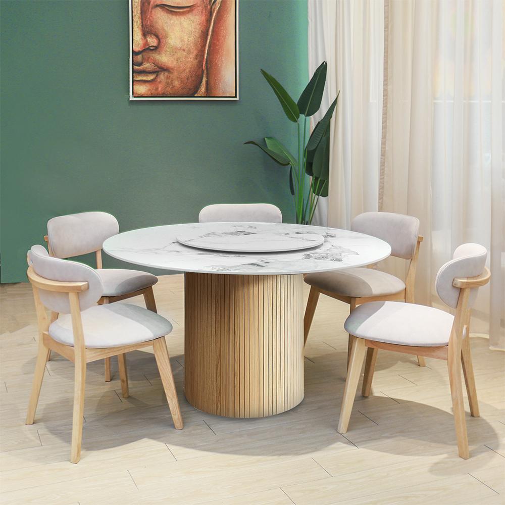 Marble Luxe Sintered Stone Dining Set - Natural (1+5) 