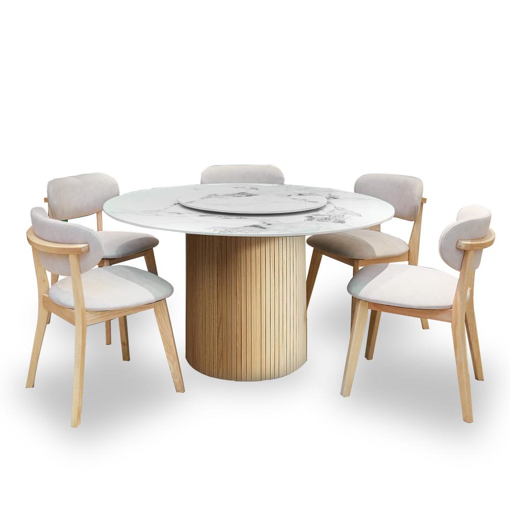 Marble Luxe Sintered Stone Dining Set - Natural (1+5) 