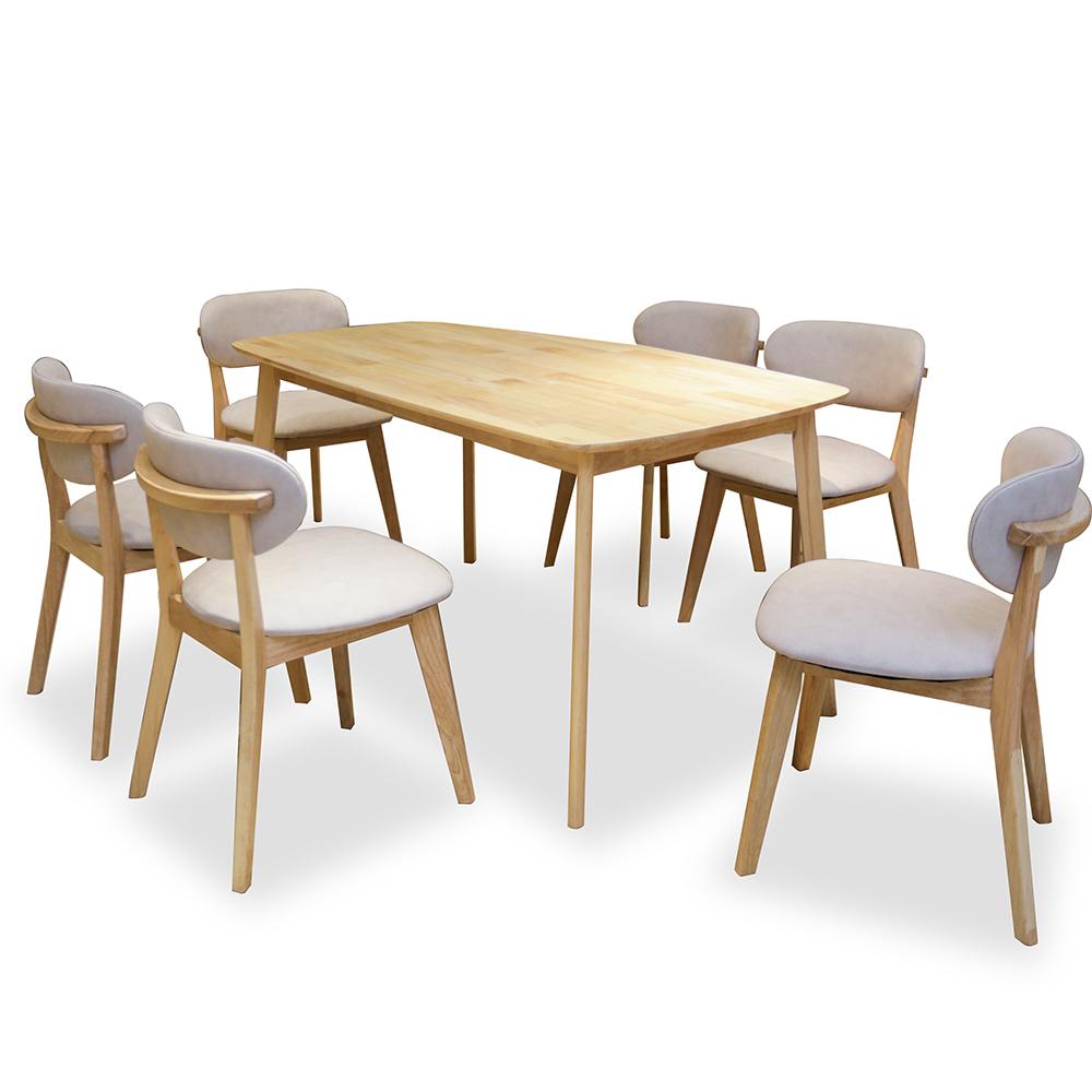 Napoleon II 5ft Dining Set 1+6 (Natural)