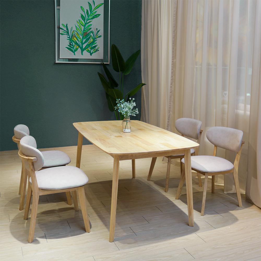 Napoleon II Solid Wood 5ft Dining Set 1+4 Natural