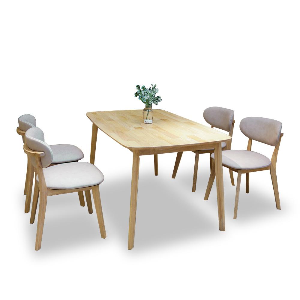 Napoleon II Solid Wood 5ft Dining Set 1+4 Natural