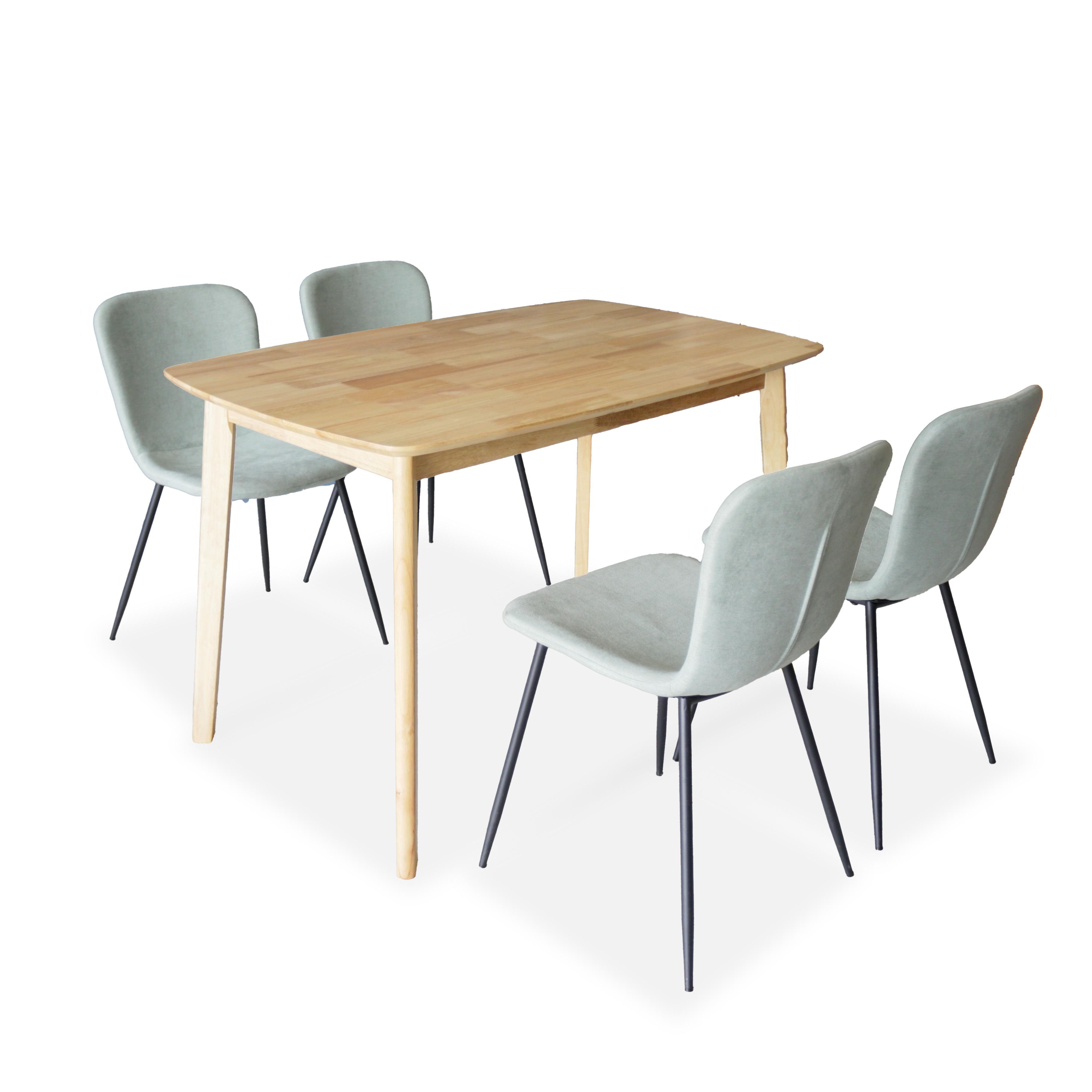 Napoleon III Solid Wood 4ft Dining Set 1+4 - Natural