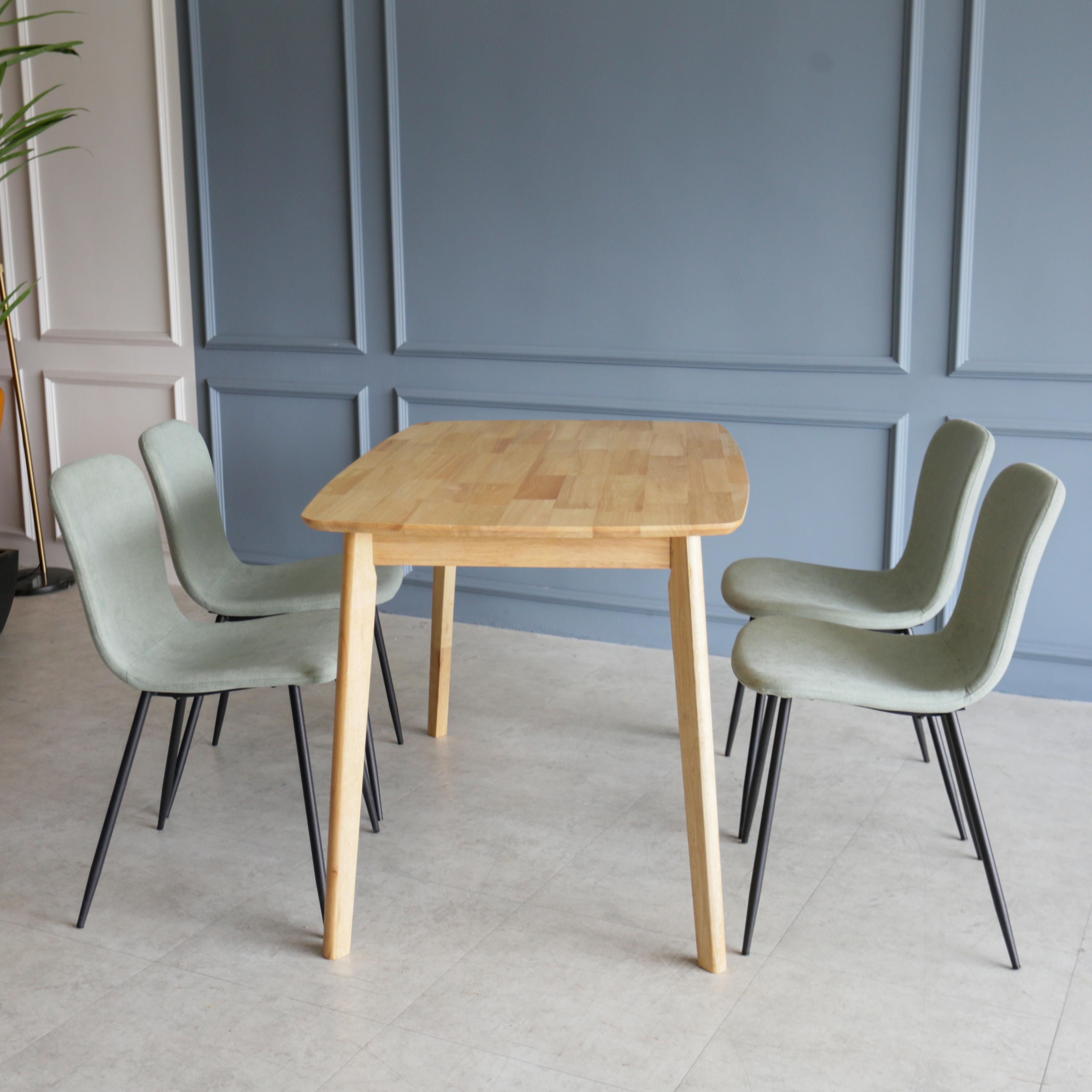 Napoleon III Solid Wood 4ft Dining Set 1+4 - Natural