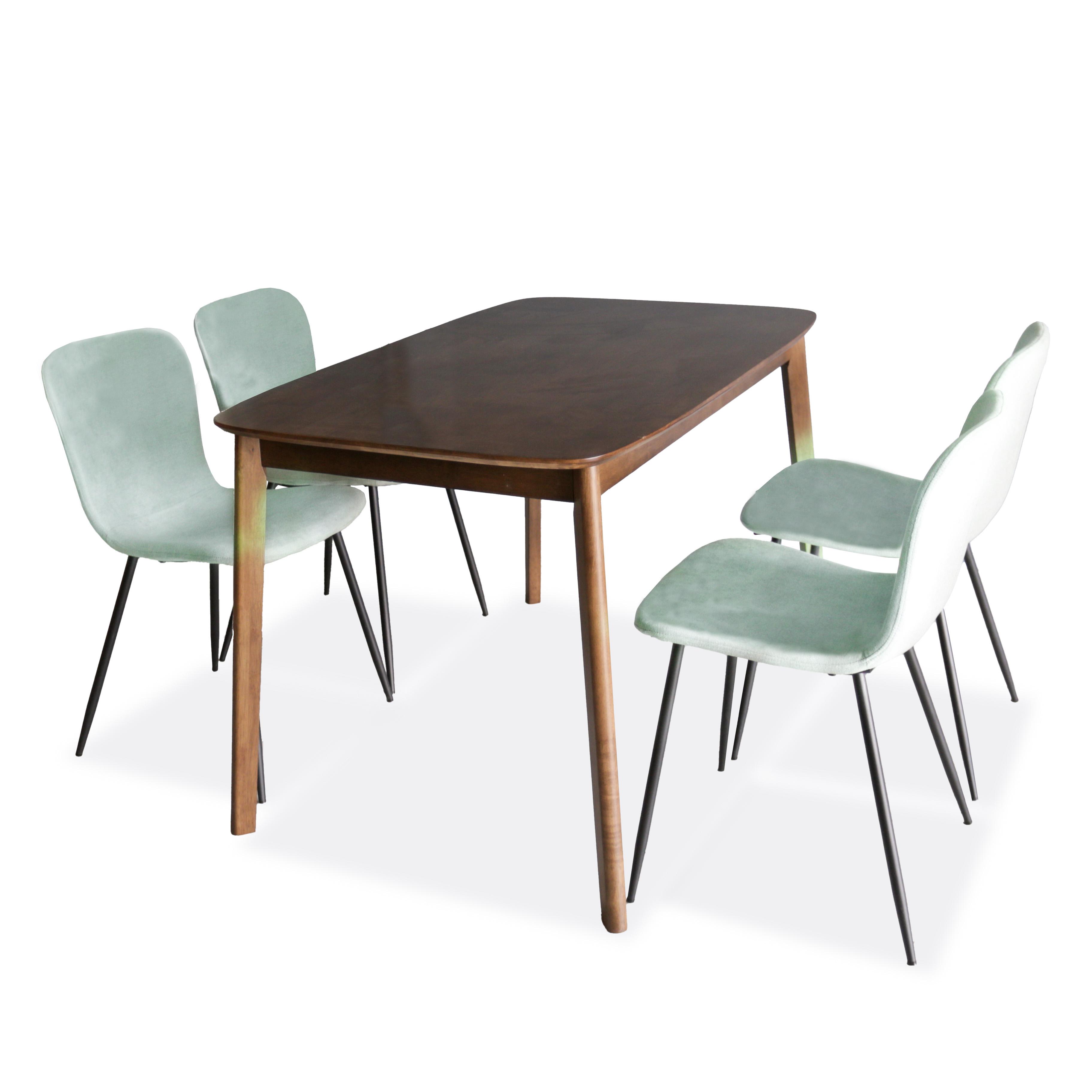 Napoleon III Solid Wood 4ft Dining Set 1+4 - Walnut