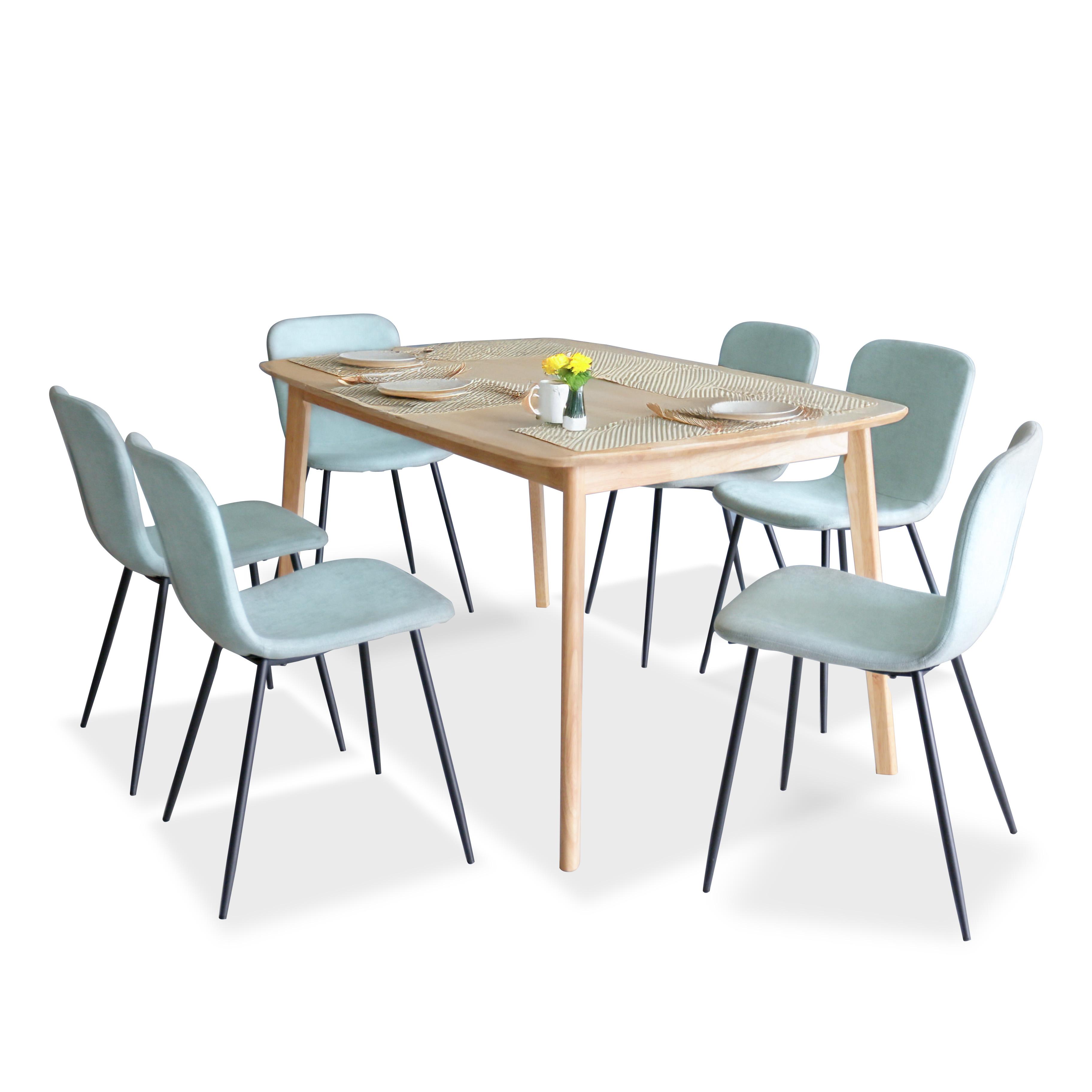 Napoleon III Solid Wood 5ft Dining Set 1+6 - Natural