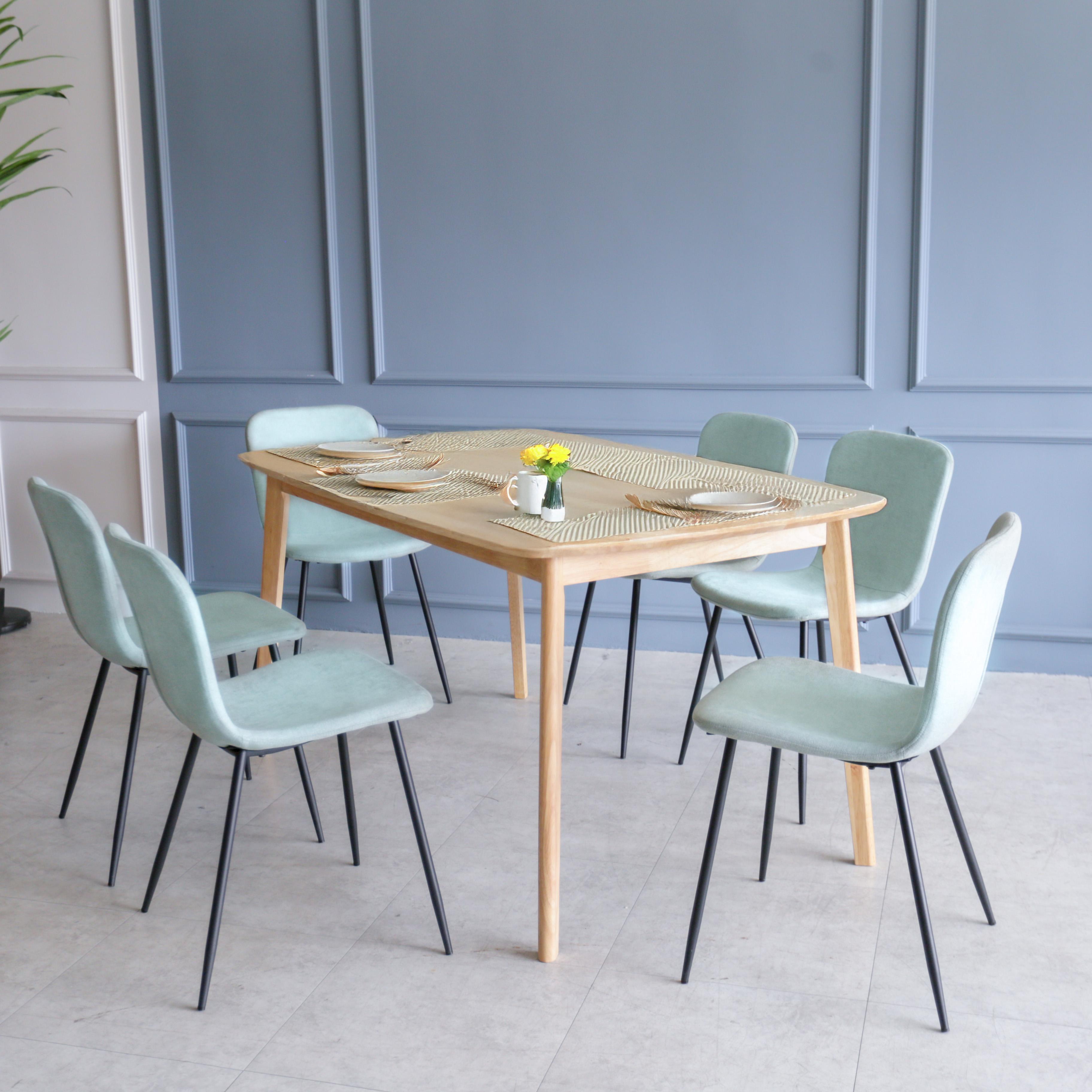 Napoleon III Solid Wood 5ft Dining Set 1+6 - Natural