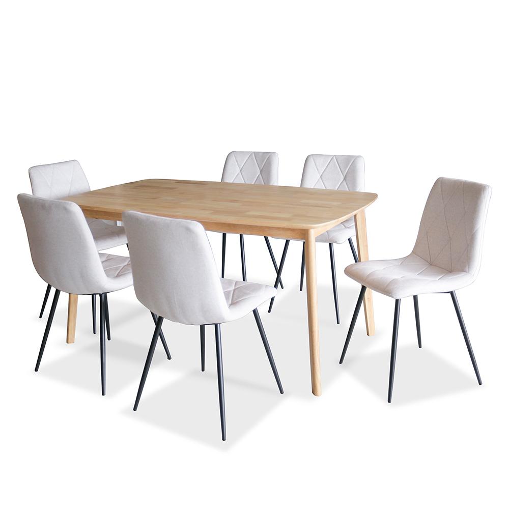 Napoleon IV Solid Wood 5ft Dining Set 1+6 - Natural