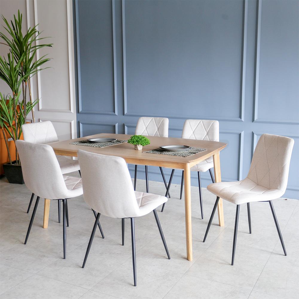 Napoleon IV Solid Wood 5ft Dining Set 1+6 - Natural