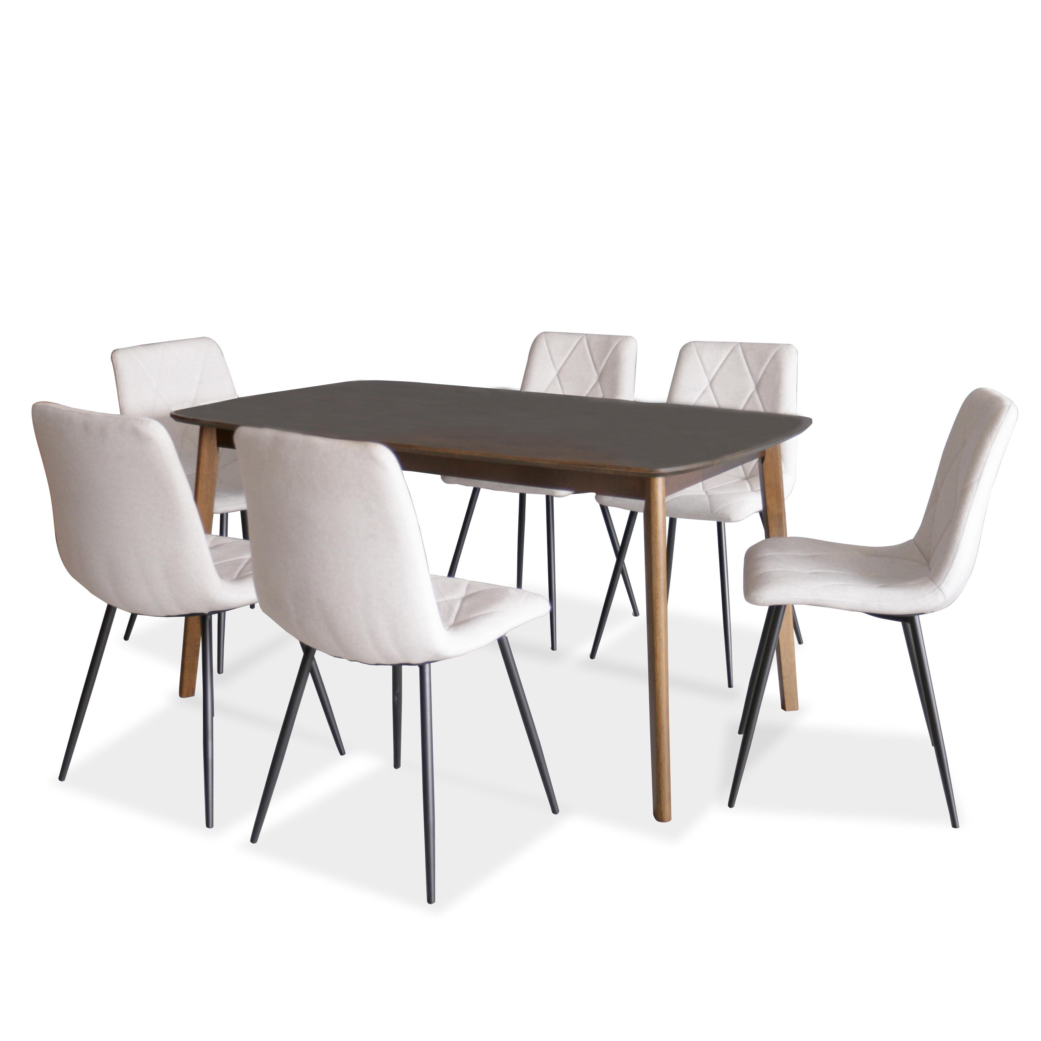 Napoleon IV Solid Wood 5ft Dining Set 1+6 - Walnut 