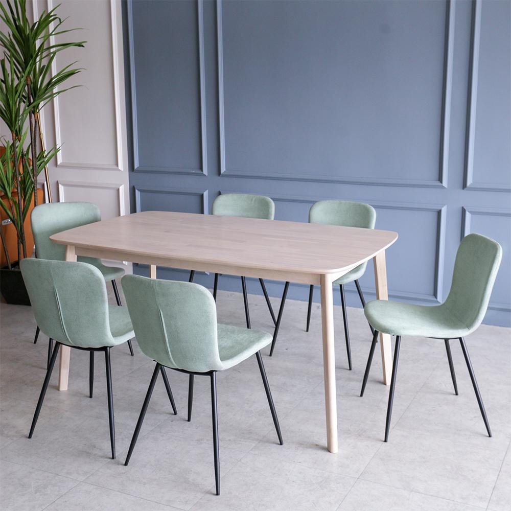 Napoleon III Solid Wood 5ft Dining Set 1+6 - White Wash 