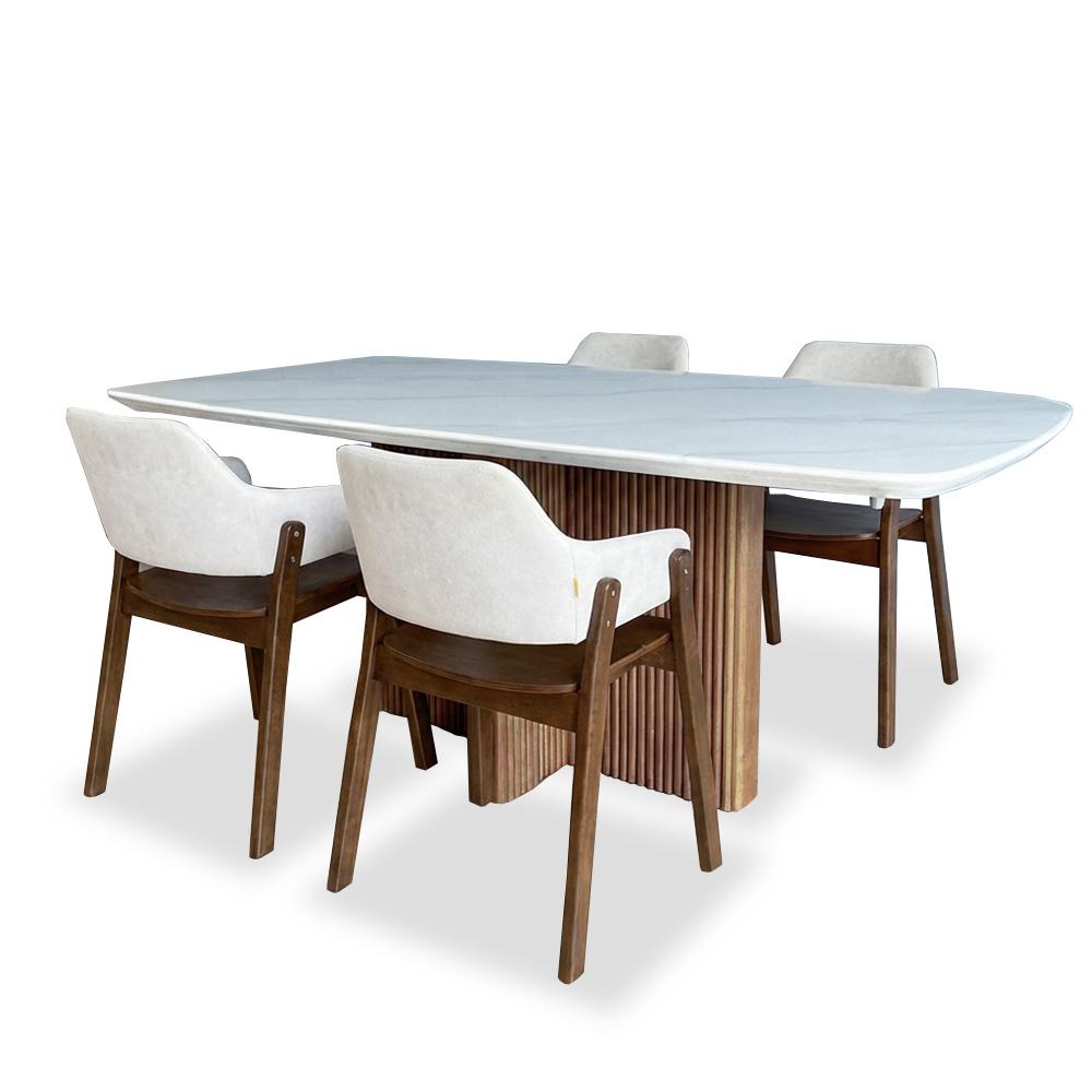 Marbella I White Marble 160cm Dining Set 1+4