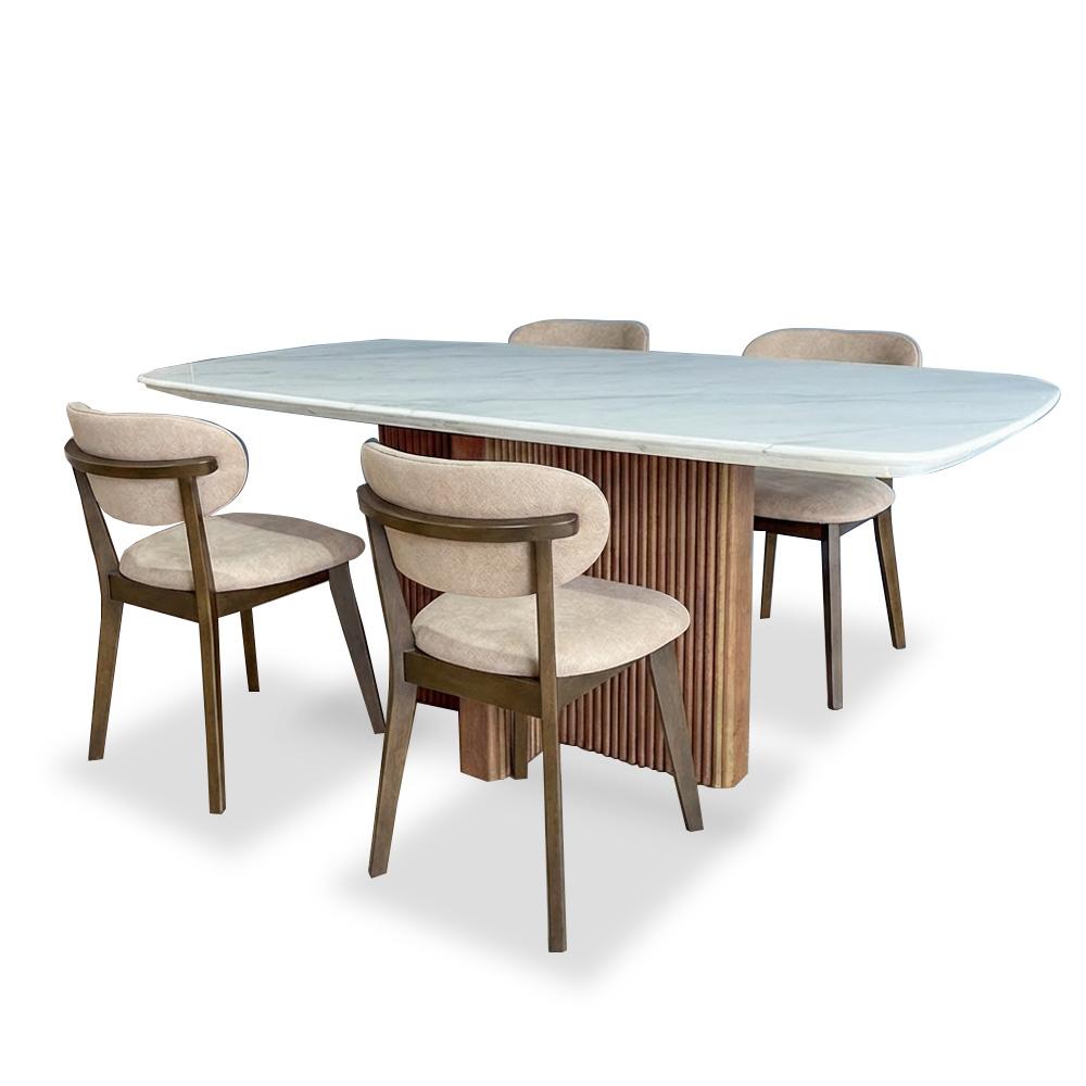 Marbella II White Marble 160cm Dining Set 1+4