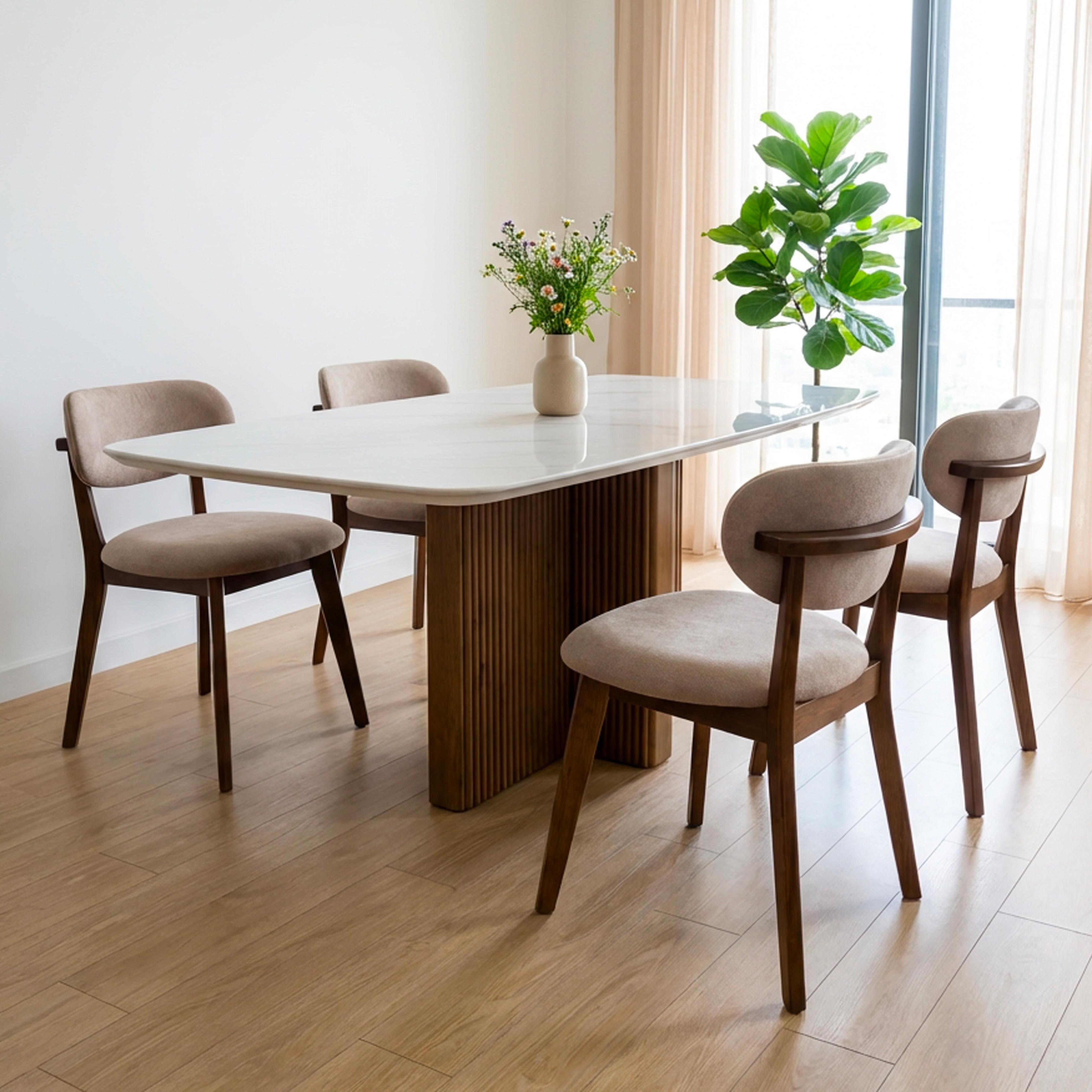 Marbella II White Marble 160cm Dining Set 1+4