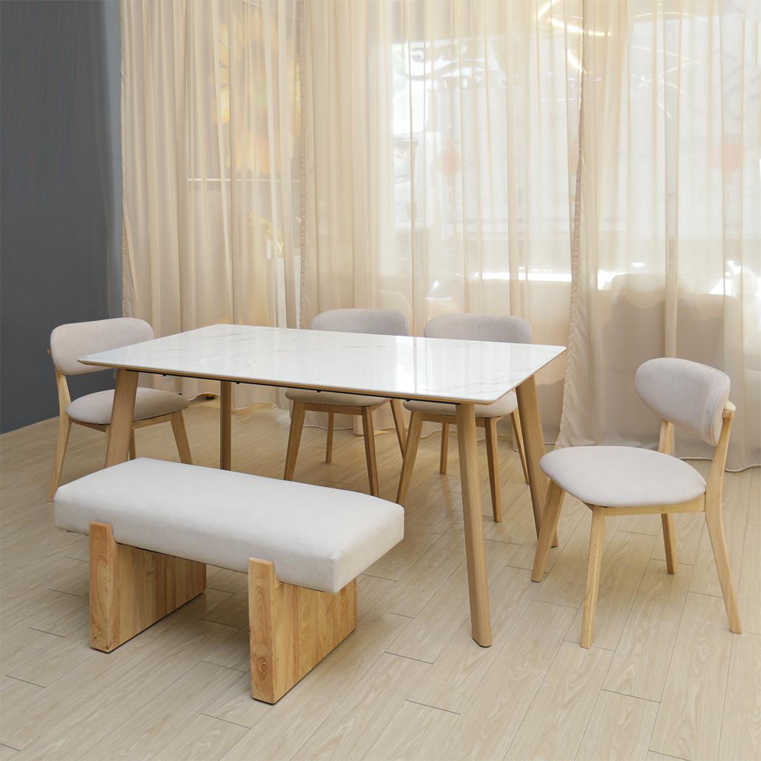 Verona III Sintered Stone Dining Set 1+1+4 (Natural)