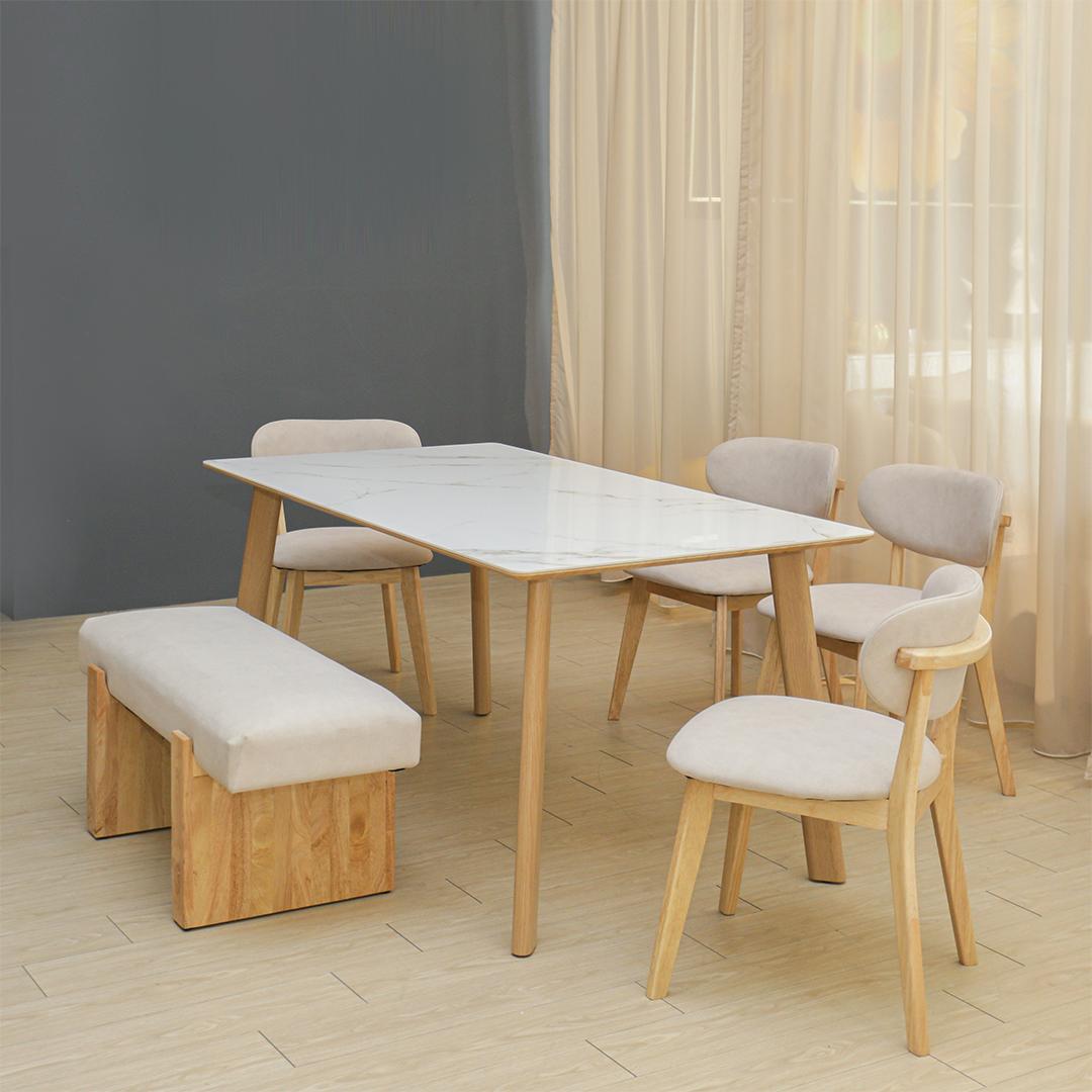 Verona III Sintered Stone Dining Set 1+1+4 (Natural)