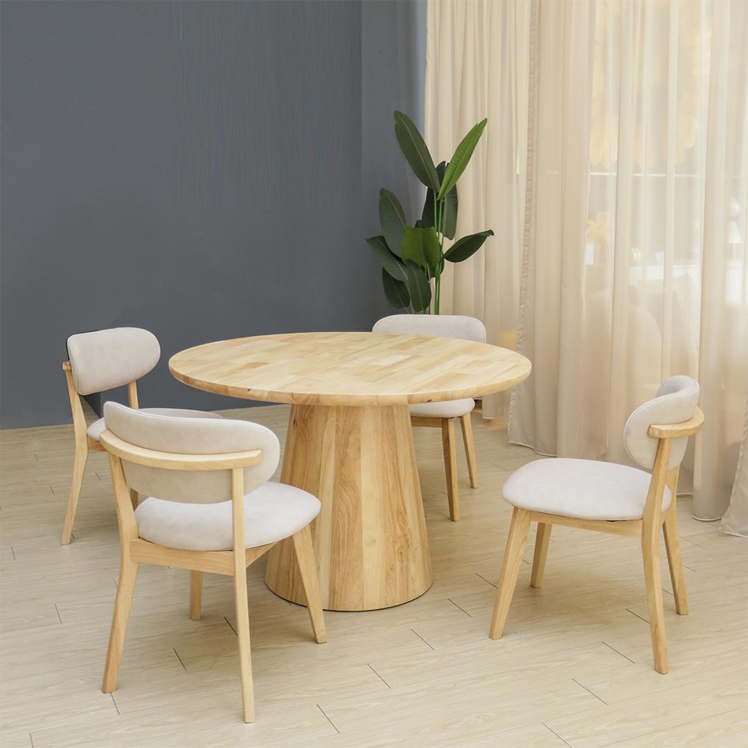 Prestige I Solid Wood 120cm Dining Set 1+ 4 (Natural)