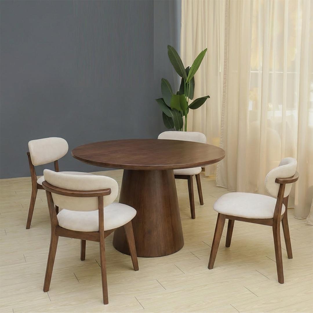 Prestige I Solid Wood 120cm Dining Set 1+ 4 (Walnut)