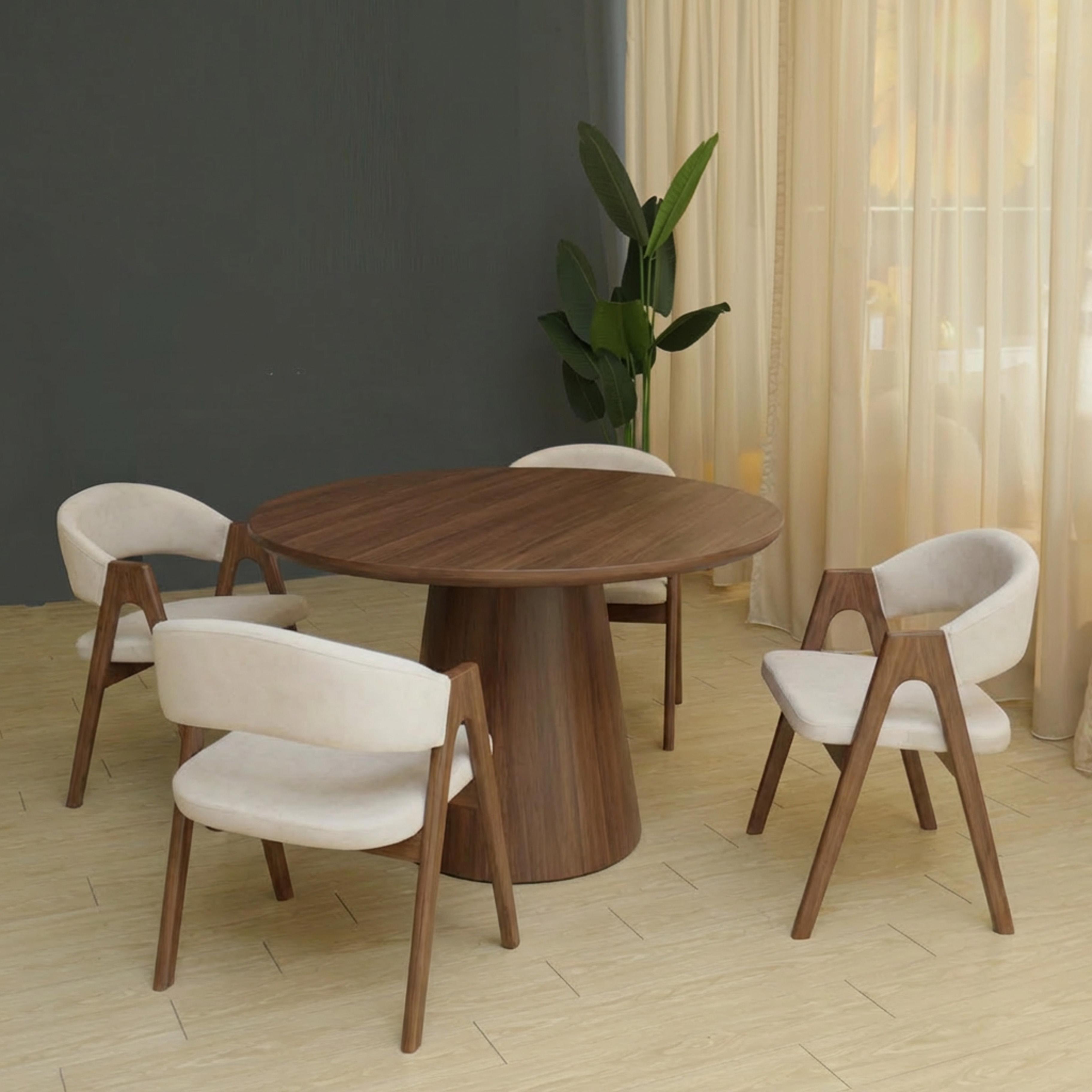 Prestige II Solid Wood 120cm Dining Set 1+ 4 (Walnut)