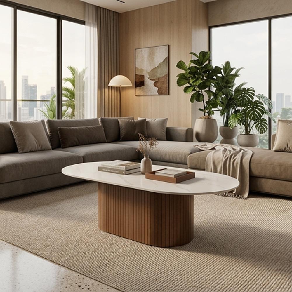 Vittoria Fluted Coffee Table - Cappuccino