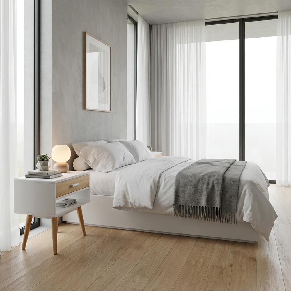 HOLLYWOOD Solid Rubberwood Night Stand